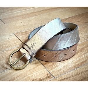 Fossil Gold Distressed Embossed Leather Belt Women’s S